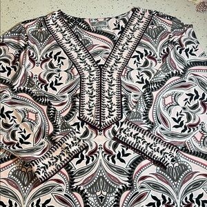 JM Collection Black and Pink Paisley Blouse
